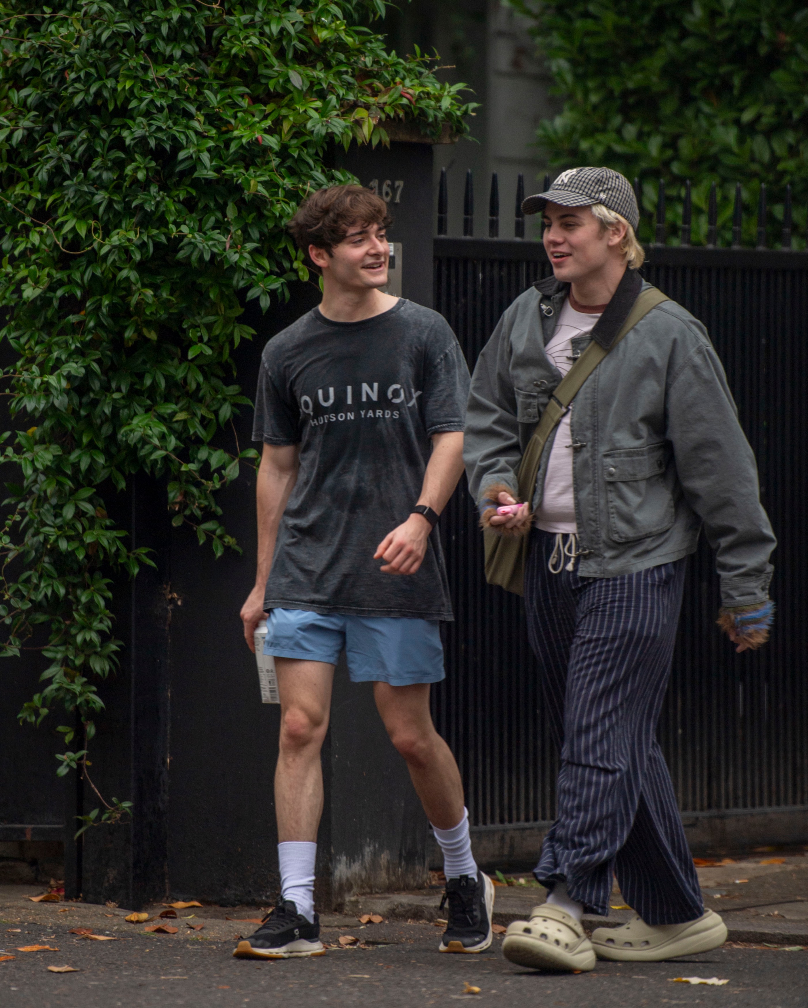 *EXCLUSIVE* A very sweaty Noah Schnapp leaves a gym session with west end star Sheridan Townsley