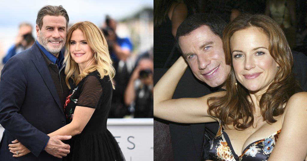 John Travolta and Kelly Preston posing together at the 71st Cannes Film Festival in 2018
