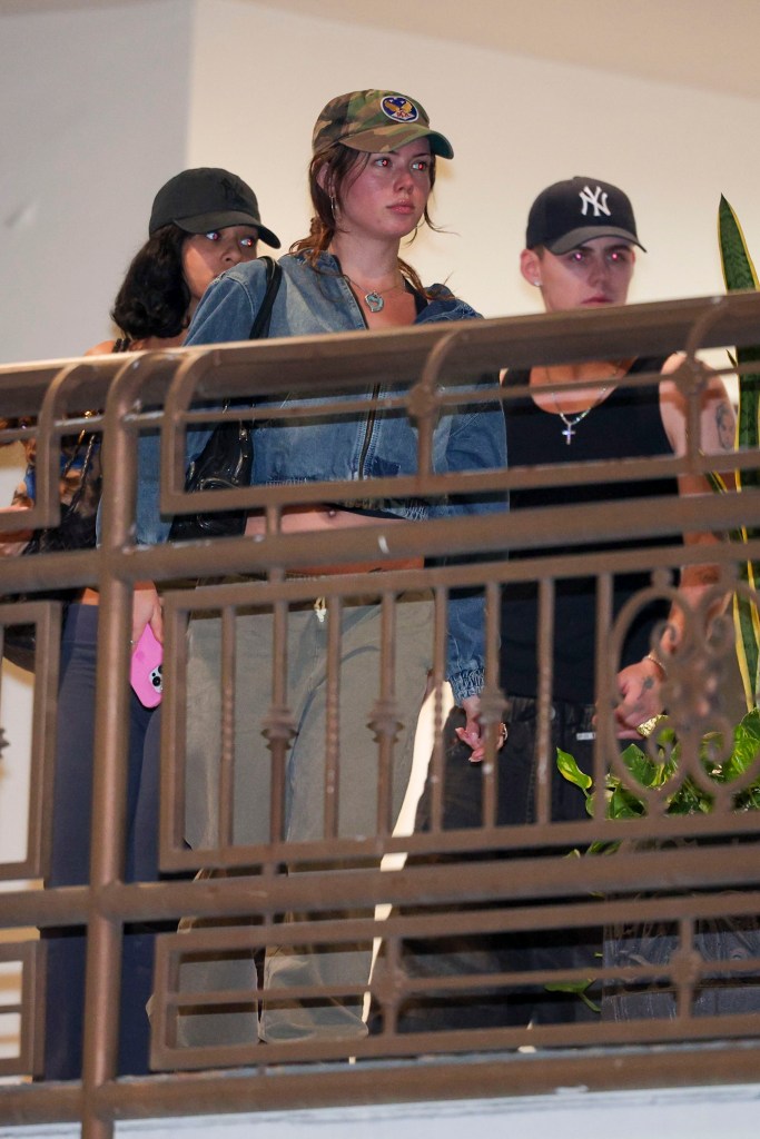 Manon Bannerman, The Kid LAROI, and Sophie HM at Sushi Park in West Hollywood