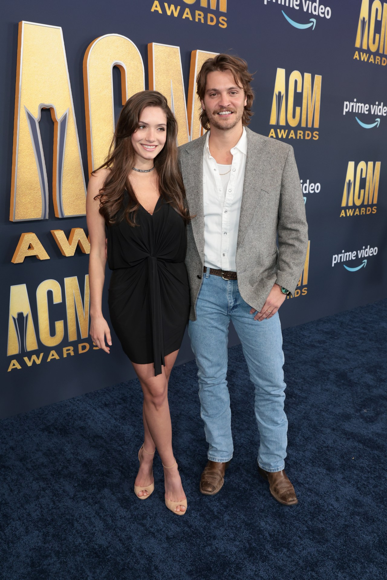 Luke Grimes and Bianca Rodrigues on the red carpet at the 57th Academy of Country Music Awards in Las Vegas