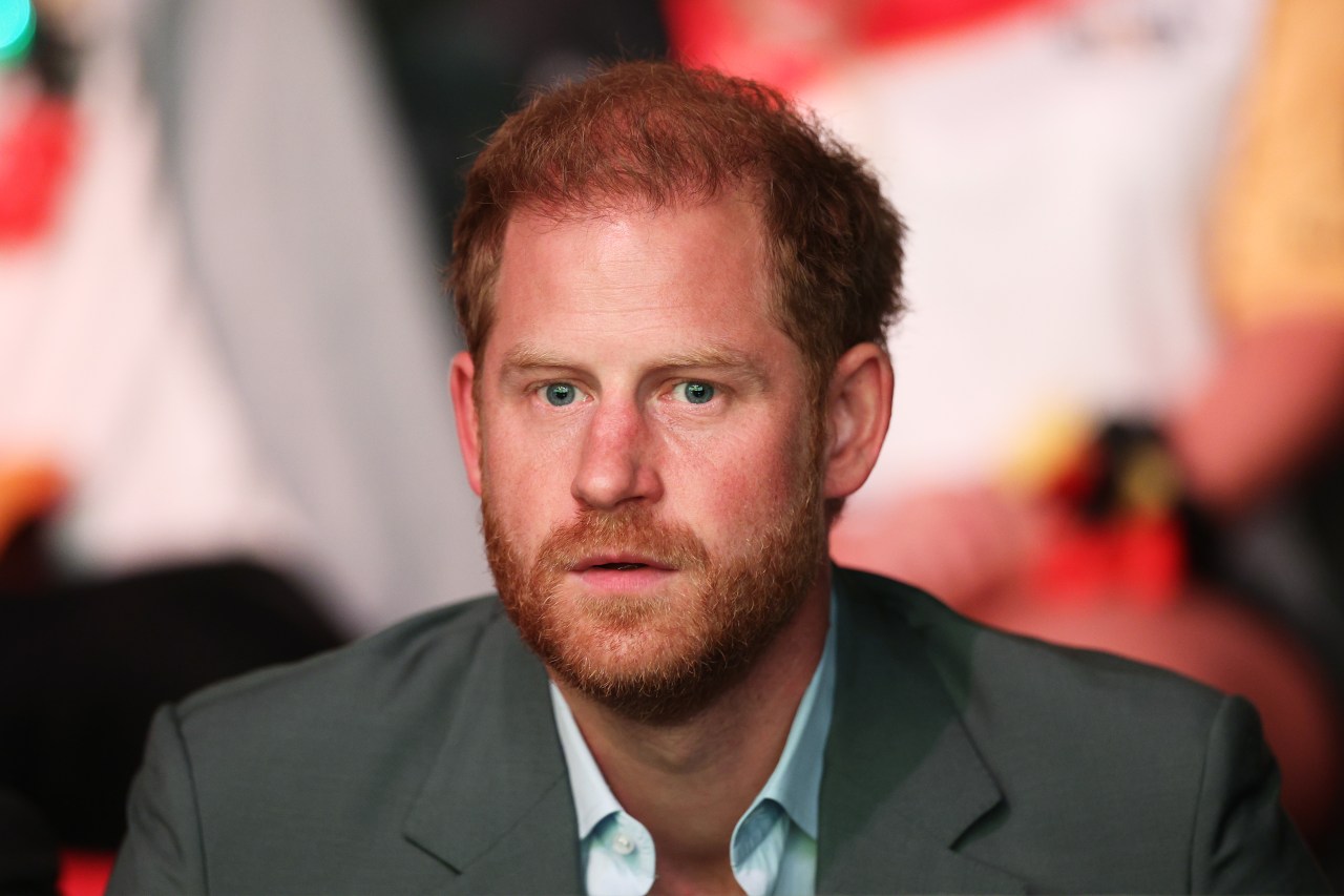 Prince Harry, Duke of Sussex, seated and watching the opening ceremony of the Invictus Games Düsseldorf 2023