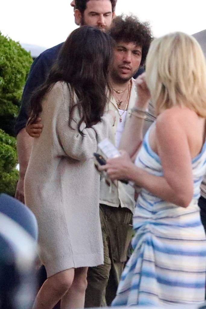 Selena Gomez and Benny Blanco walking outside Nobu restaurant